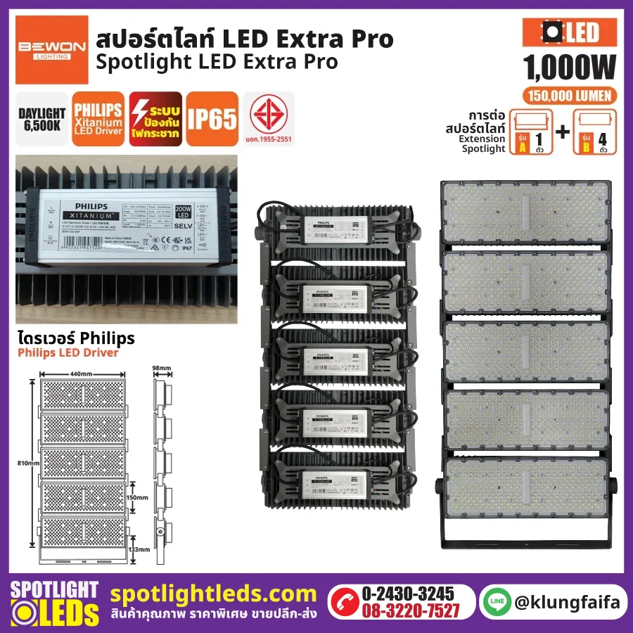 BEWON : สปอร์ตไลท์ EXTRA PRO รุ่น A+4B (1,000 วัตต์)